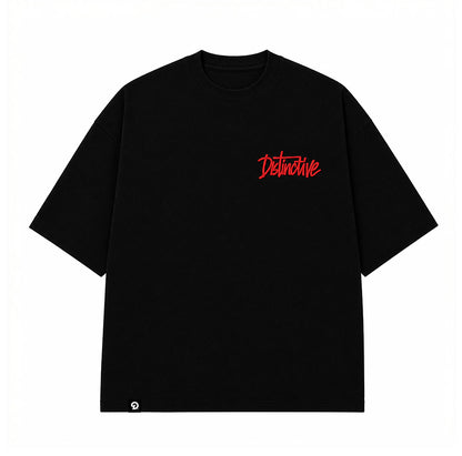DISTINCTIVE WORDMARK LOGO RED ON BLACK - 280GSM BOXY FIT