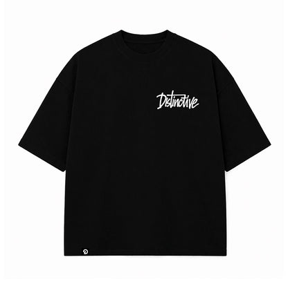 DISTINCTIVE WORDMARK LOGO WHITE ON BLACK - 280GSM BOXY FIT