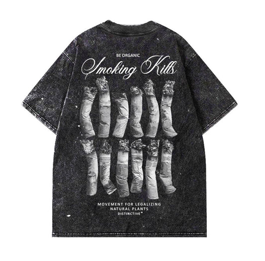 SMOKING KLLS - OVERSIZE VINTAGE ACID WASH