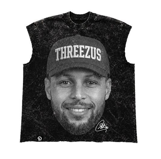 3ZUS CUT-OFF RAW MUSCLE TEE - BOXY FIT VINTAGE MINERAL ACID WASH