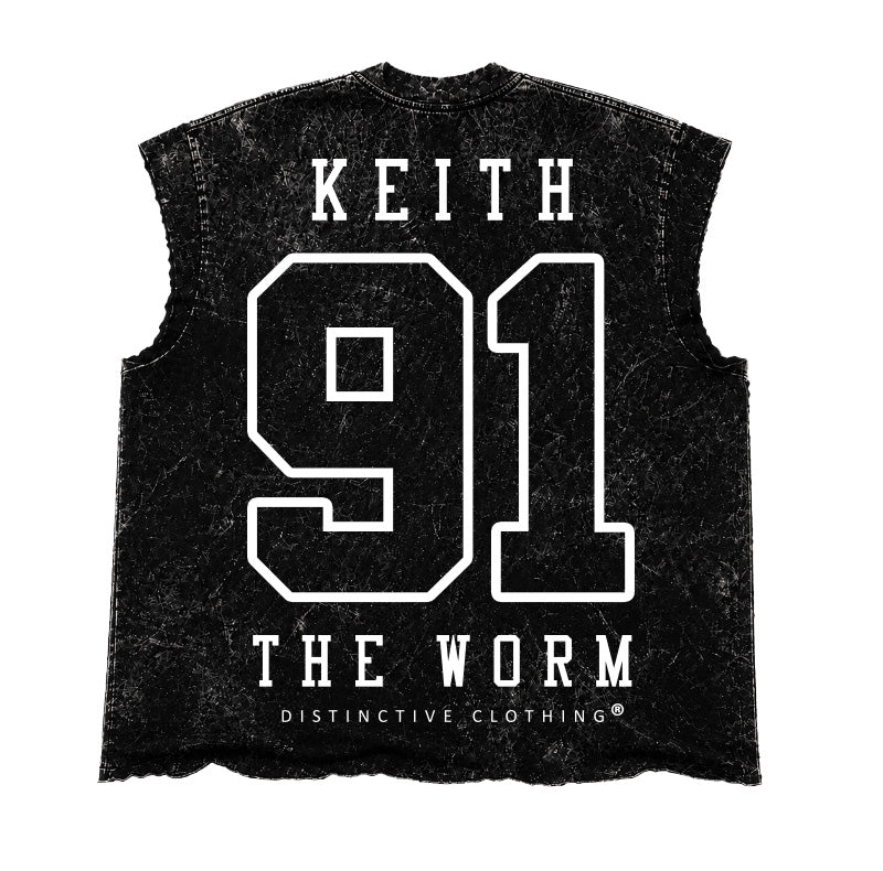 THE WRM CUT-OFF RAW MUSCLE TEE - BOXY FIT VINTAGE MINERAL ACID WASH