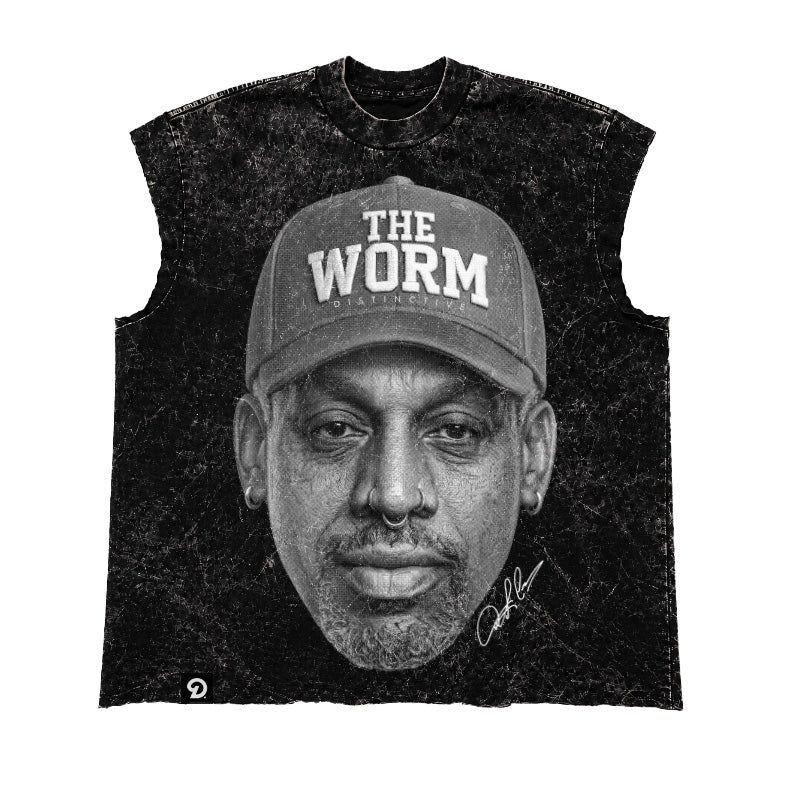 THE WRM CUT-OFF RAW MUSCLE TEE - BOXY FIT VINTAGE MINERAL ACID WASH
