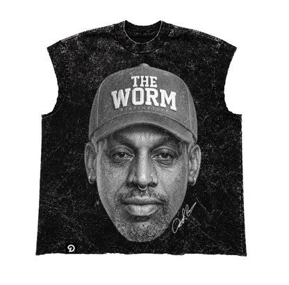 THE WRM CUT-OFF RAW MUSCLE TEE - BOXY FIT VINTAGE MINERAL ACID WASH