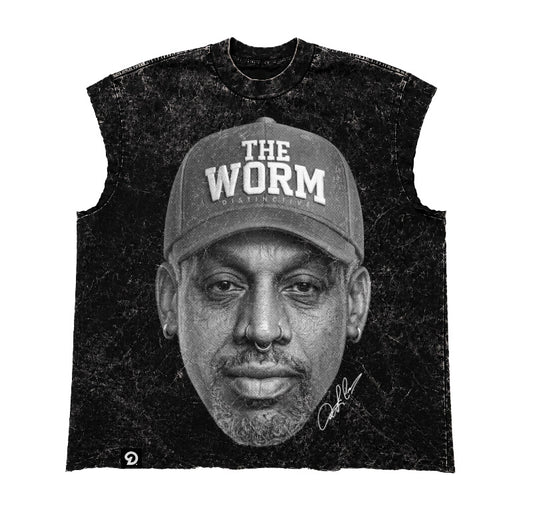 THE WRM CUT-OFF RAW MUSCLE TEE - BOXY FIT VINTAGE MINERAL ACID WASH